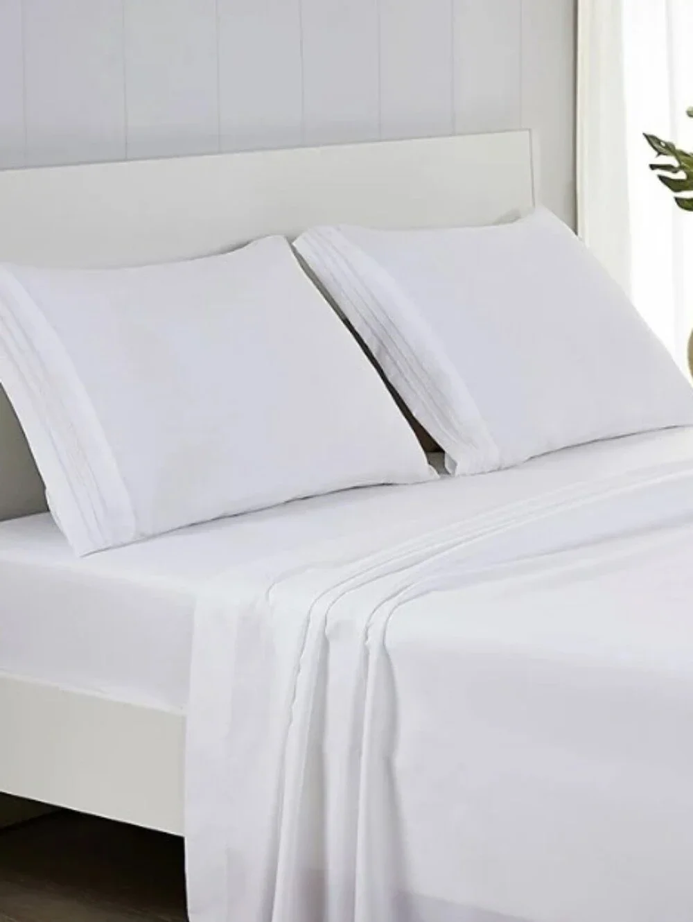 Resident 100% White Cotton Queen Sheet Set 300 Thread Count New